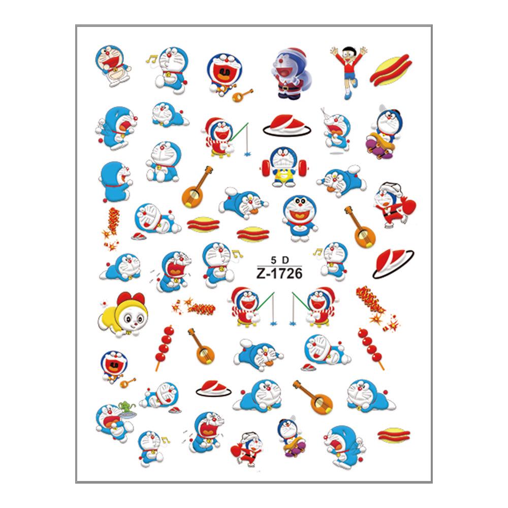 Redanco 5D Embossed Doraemon Cartoon 3D Self-Adhesive Nail Stickers