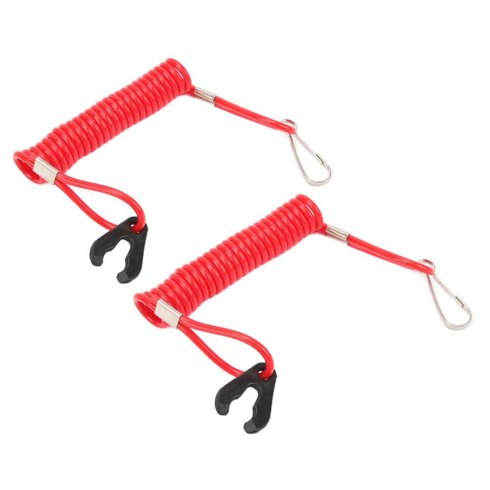 2PCS Red Marine Outboard Kill Switch Safety Lanyard Stop Switch Lanyard  Bike Usage