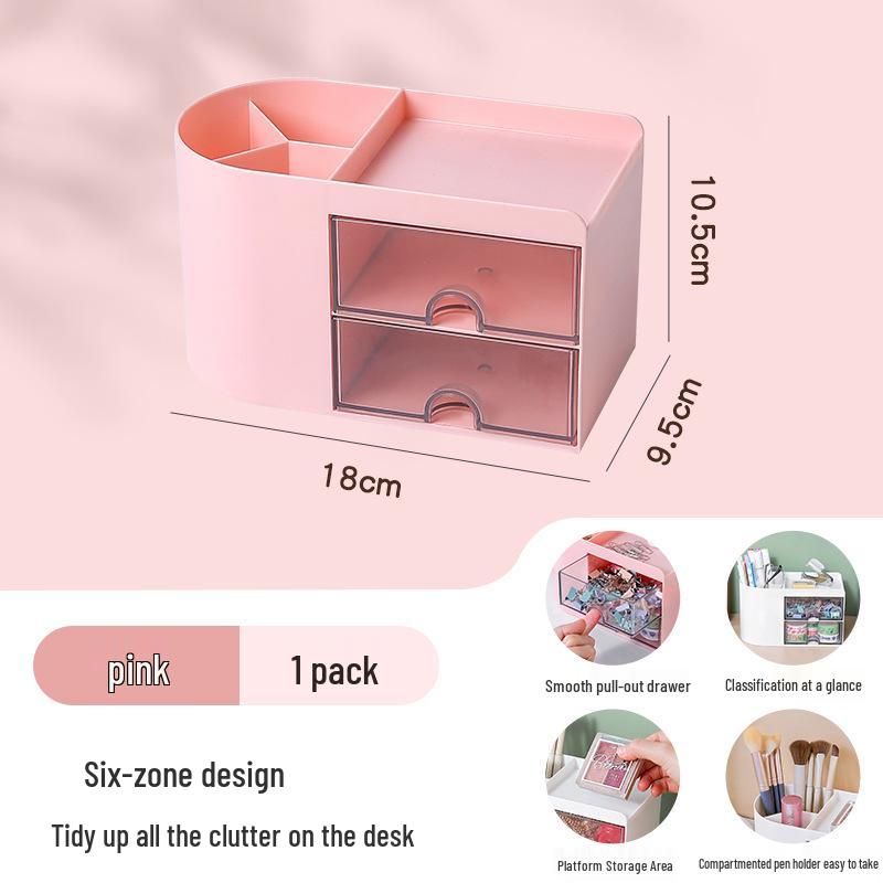 Transparent Multifunctional Desk Organizer with Large Compartments