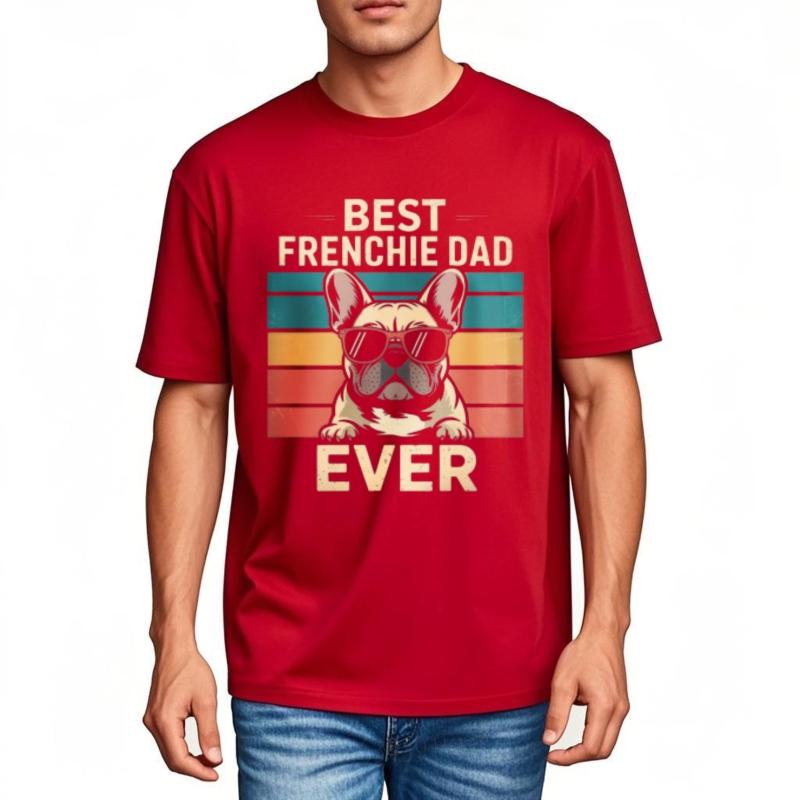 Breathable Tee Solid Color Teenagers O Neck tshirt Black Best Frenchie Dad Ever Vintage Dog Design Fashionable Men Top tees S