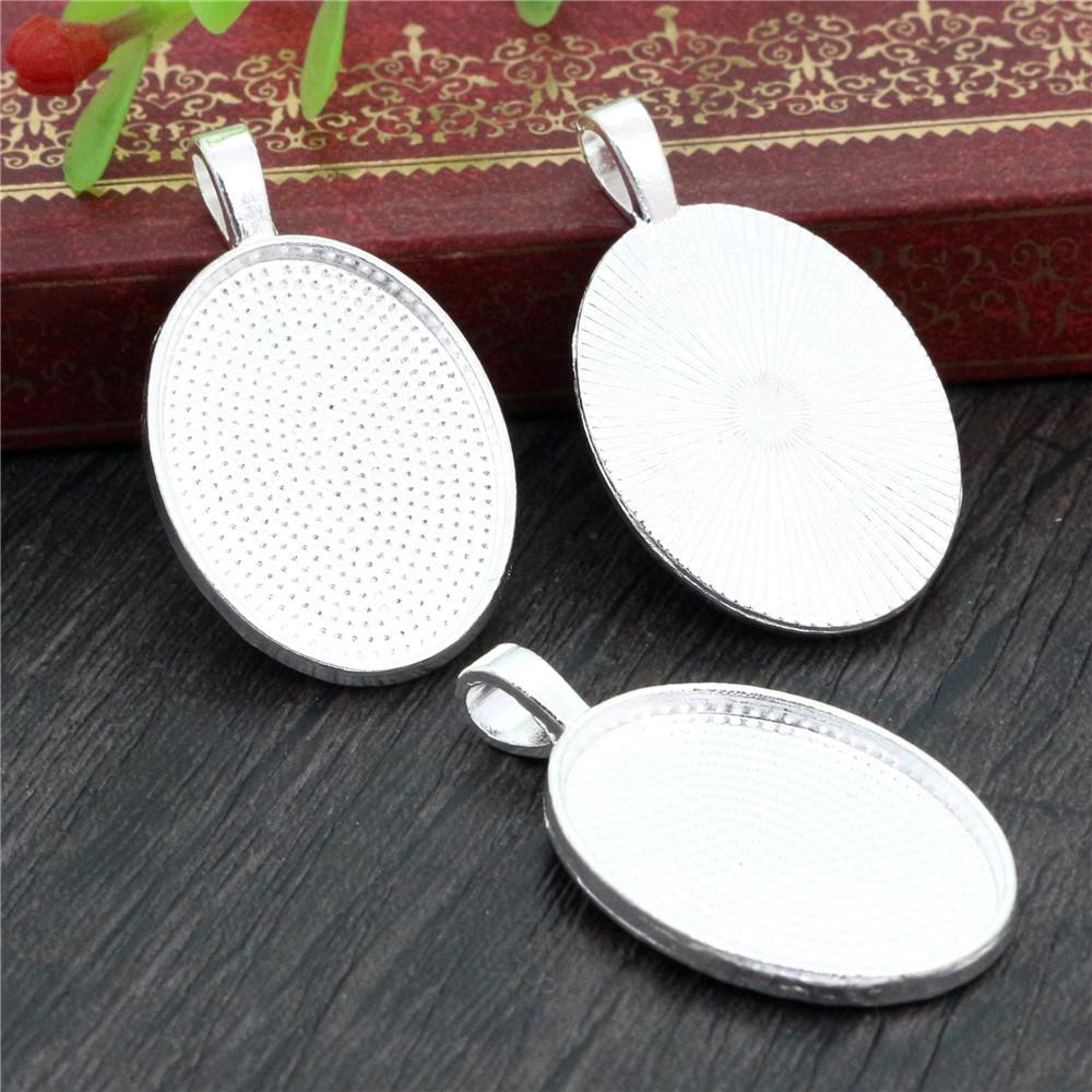 10pcs 18x25mm Inner Size 5 Colors Plated Classic Style Cameo Cabochon Base Setting Charms Pendant necklace findings