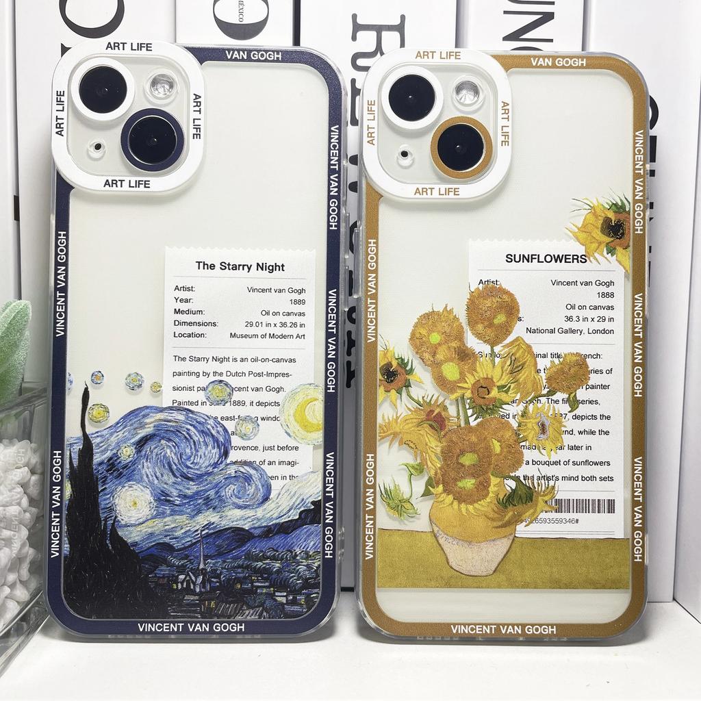 Van Gogh Aesthetic Art Phone Case For iPhone 16 15 14 13 12 11 Pro Max XS X XR SE 78 Plus Mini Funda Sunflowers The Starry Night