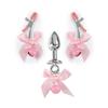 Bell With Bow Pendant Anal Plug Gemstone Buttplug With Flirting Nipple Clamps Fetish Role Play Sex Toys Exotic Accessories