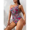 Hollow One-shoulder Swimwear Women Sexy Print Push UP One Piece Swimsuit Summer Beach Lady Bathing Suit