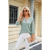 Spring Summer New Women's Solid Color V-Neck Loose Buttoned Half Sleeve T-Shirt Top Leisure Trade Europe America