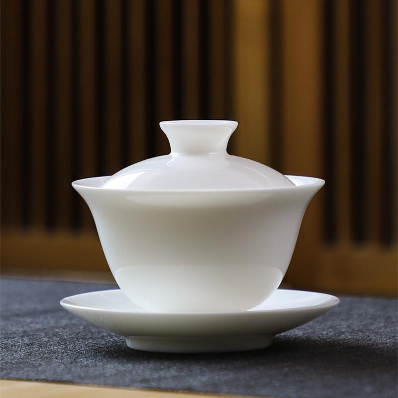 Customizable Handmade Sancai Gaiwan White Ceramic Tea Bowl - Thin-walled Kung Fu Tea Set