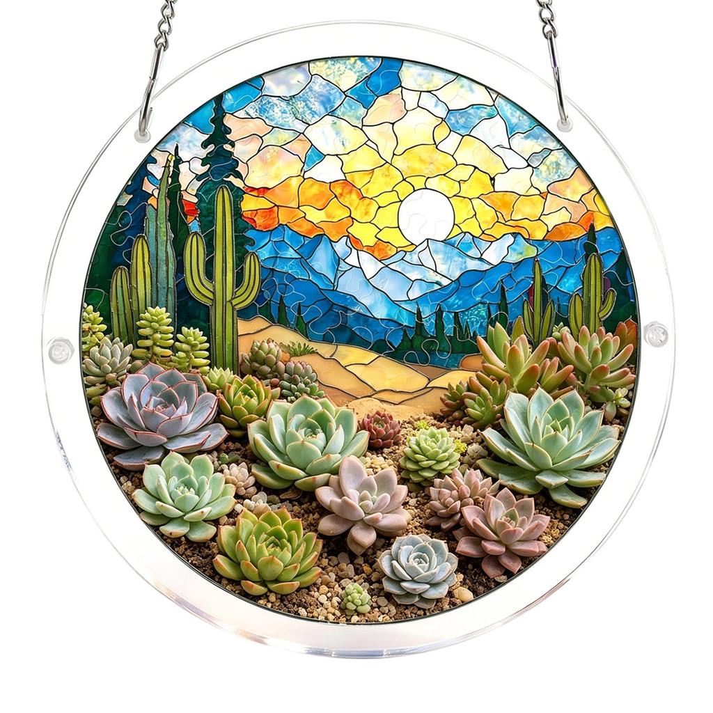 Acrylic Puzzle For Adult, Colorful Flame Hummingbirds Sun Catchers Window Hanging Panel 83 Puzzle SunCatchers For Home Decor Birthday Women Men Mom