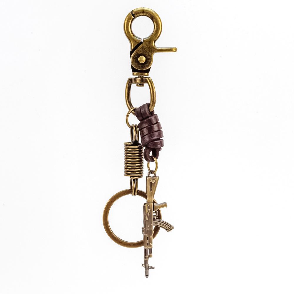 Mini Rifle-Shaped Retro Alloy Keychain Pendant with Lobster Clasp