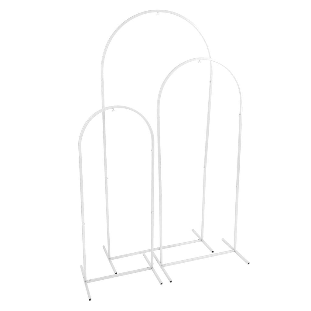 3PCS Set Wedding Arch Backdrop Stand 4ft 5ft 6ft Metal Balloon Arched Backdrop Stand for Outdoor White