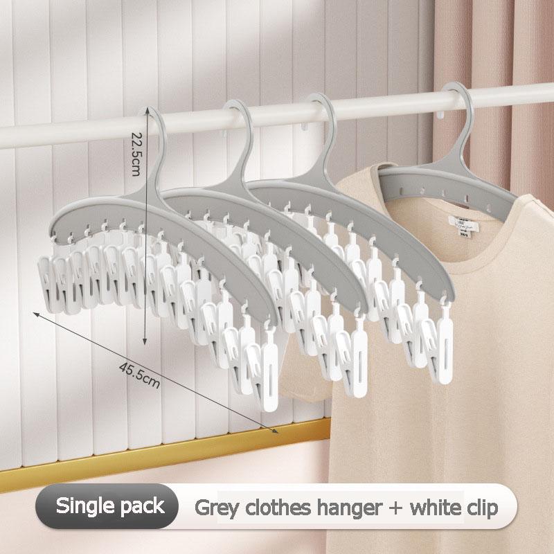 I KNOW Multi-function Plastic Socks Hanger with 12 CLips Drying Rack Multi-clip Balcony Household Seamless Storage Hanger