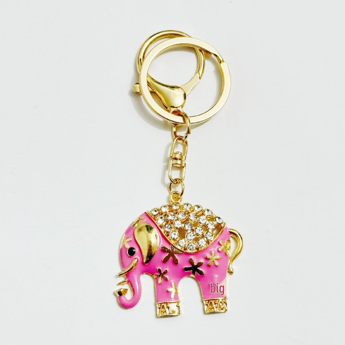 Elegant Drip Oil Elephant Keychain Pendant with Rhinestone Accents розовый