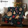 Xmas Cookie Snowflake Cartoon Anime Print Flannel Blanket Soft Warm Throw for Kids Bedroom Sofa Christmas Office Car