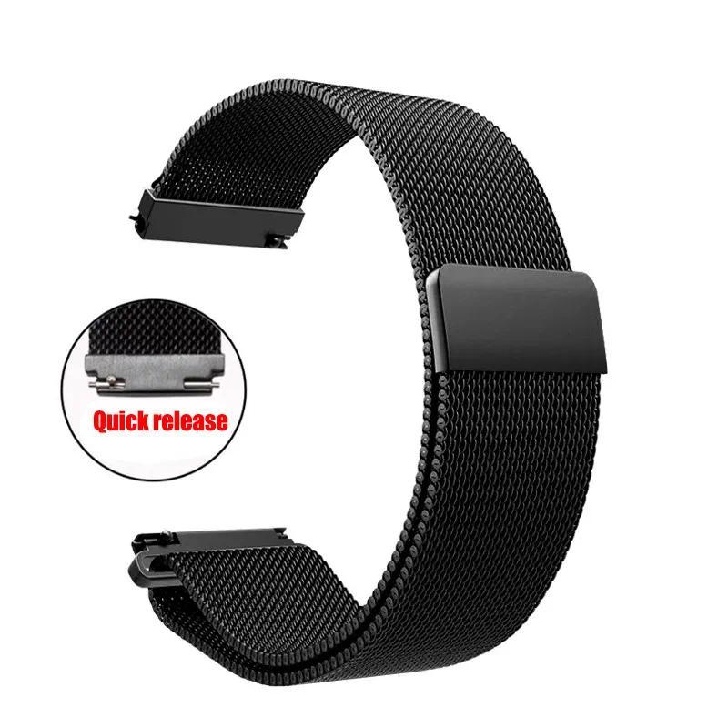 Fivela Magnética Pulseira Milanese de Aço Inoxidável para Samsung Watch4 Huawei GTR2 16mm 18mm 20mm 22mm Acessório de Relógio Casual Fashion