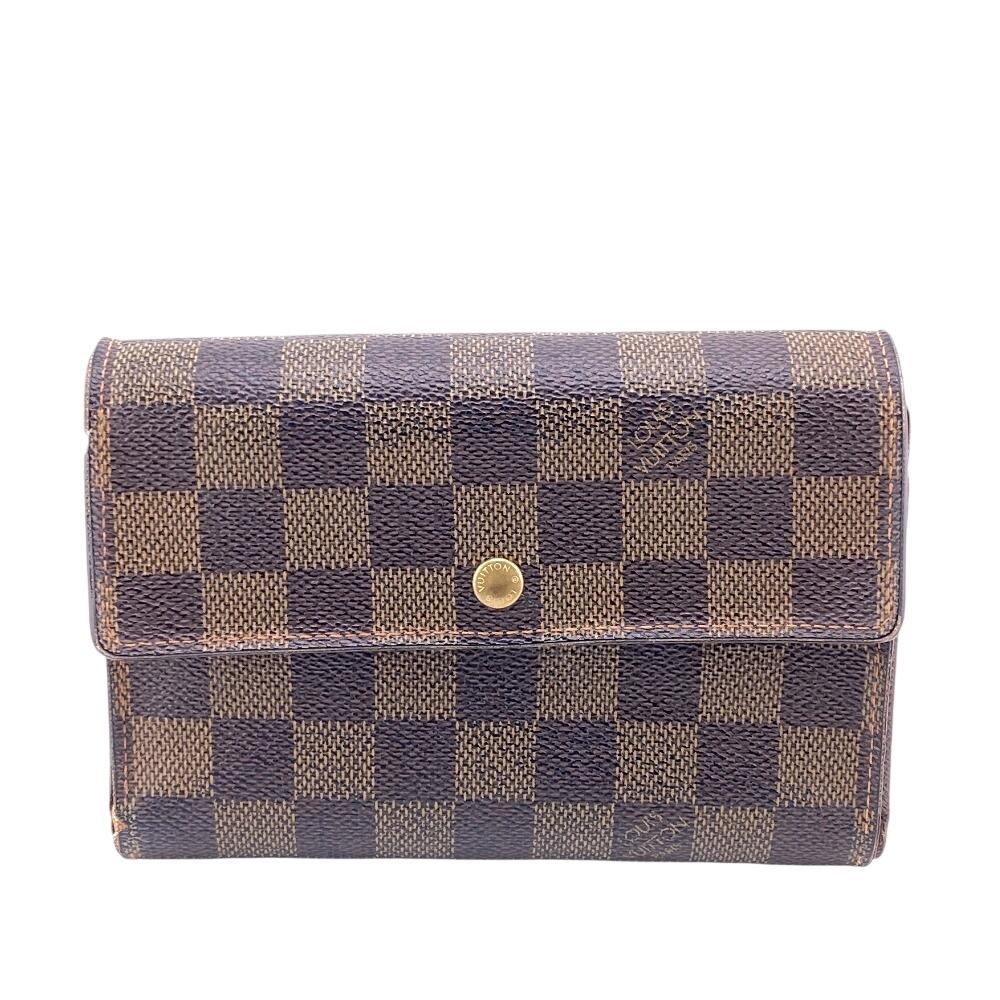 LOUIS VUITTON N61202 Damier leather Porte TresorEtui Tri-fold wallet Brown leather unisex Used