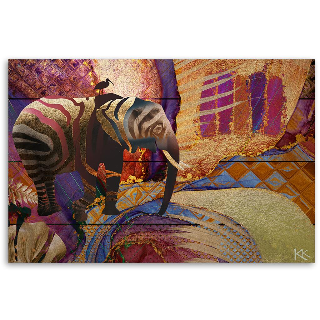 Canvas Print, Golden Elephant On an Abstract Background