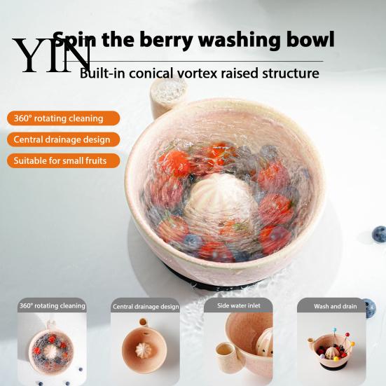 Kitchen Gadget for Fruit Cleaning Berry Swirl Draining Bowl with Silicone Pad, Ceramic Retro Kiln Multifunctional Food Prep Fired Colander,
