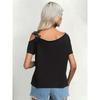 Women's Fashion Casual Summer Spring Solid Color Print Short Sleeve Oblique Collar Blouses & Shirts