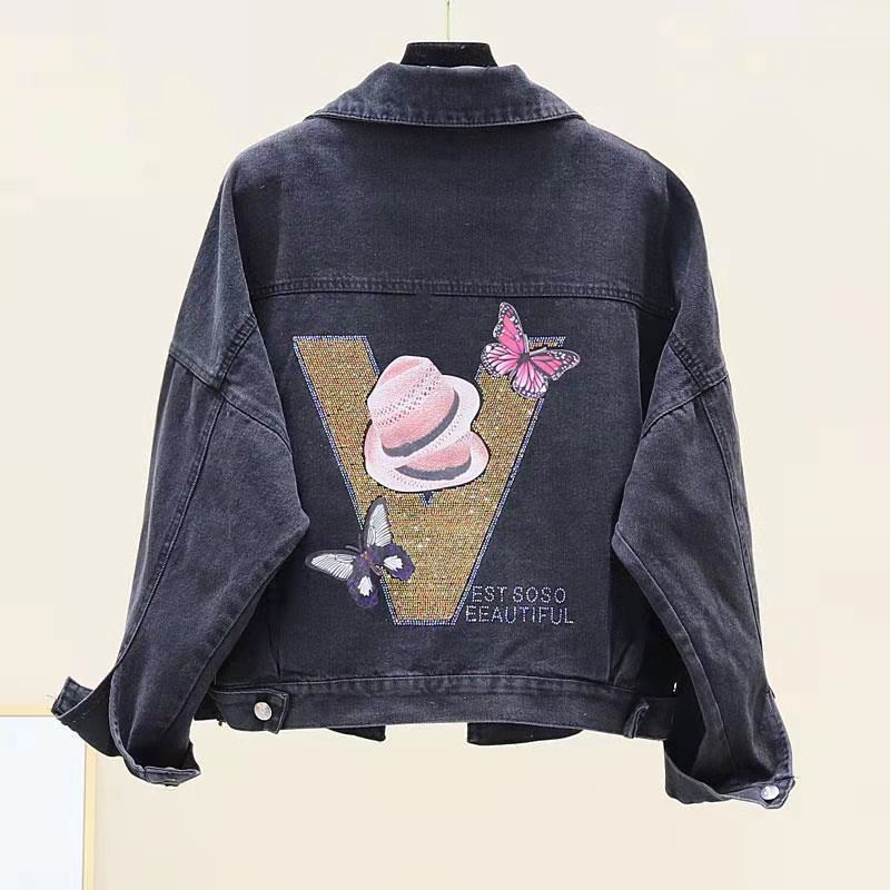 Spring Autumn New Denim Jacket Women Short Paragraph Slim Slimming Hole Embroidered Denim Female Clothing Overcoat