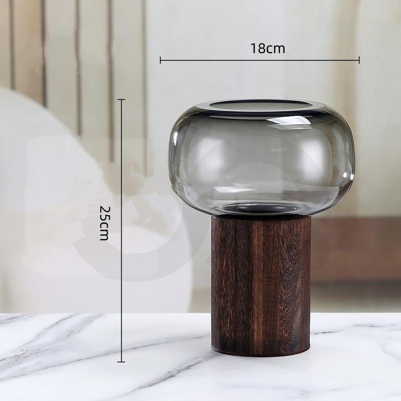 Γυάλινο Βάζο Διπλής Στρώσης Ξύλινο Βάζο για Λουλούδια Αξεσουάρ Διάταξης Λουλουδιών Υδροπονία Τεράριο Αξεσουάρ Διακόσμησης Σπιτιού