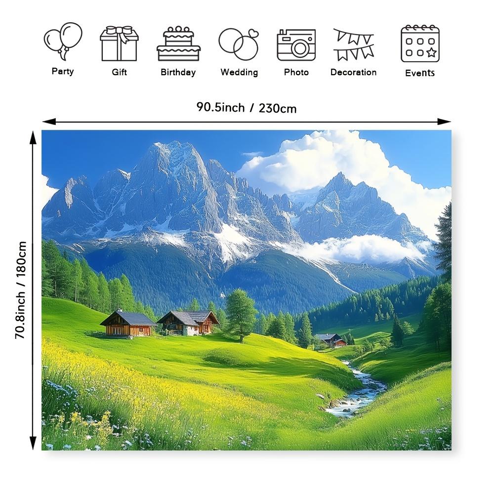 [Vibrant Swiss Alps Tapestry] 1pc Vibrant Swiss Alps Tapestry Wall Decor - 100% Polyester, Elegant Snow-Capped Mountains & Quain