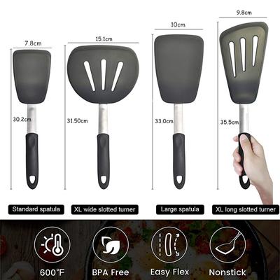 LMETJMA Ensemble de spatules en silicone résistantes à la chaleur très larges et flexibles Spatules en caoutchouc Ustensiles de cuisine KC0144