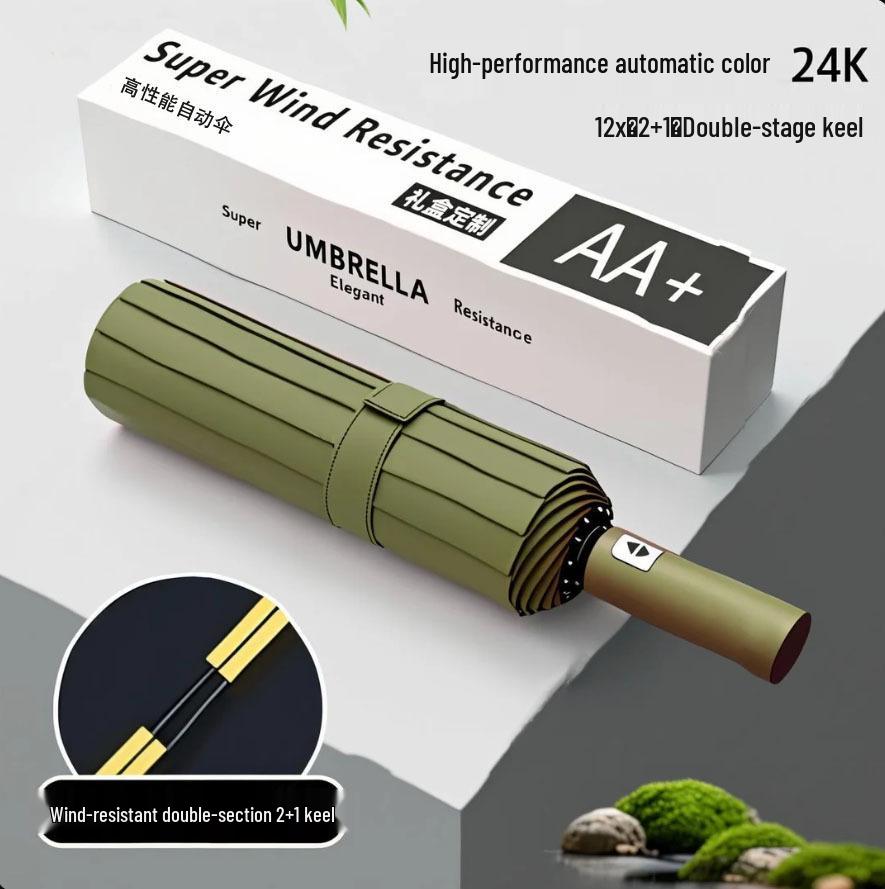 Customized Large Automatic Business Umbrella - Sun & Rain Dual-Use, Black Glue Sunshade, Anti-Rainstorm, Reinforced Windproof.