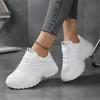 Weiße Plateauschuhe für Damen Sneaker Bequeme Laufschuhe Lässige klobige Sneaker