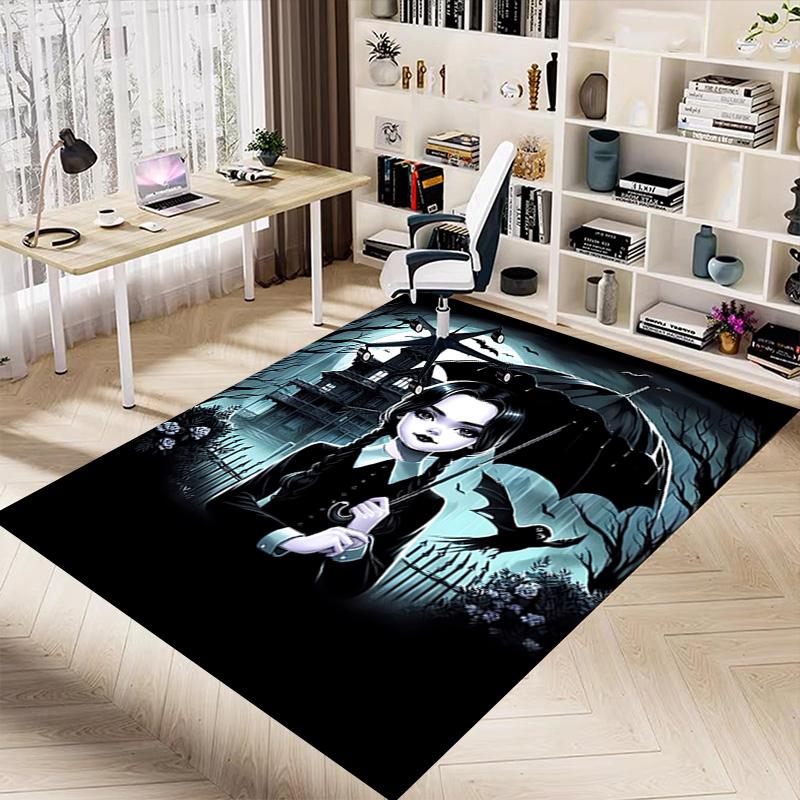 Gothic Girl Umbrella Carpet For Playroom Bedroom Living Room Sofa Home Decorkids Game Area Rug Nonslip Floor Mat
