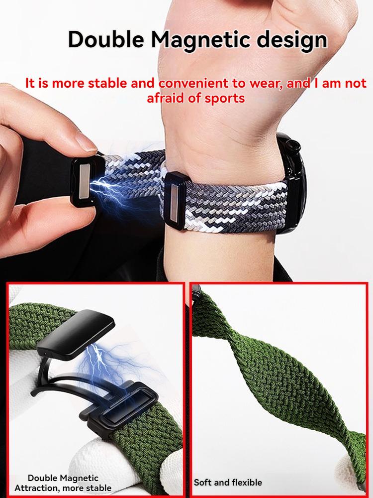 Nylon Strap for Casio G-SHOCK GST-B100/S110/S120/S130/W300 G-Shock Steel Core, Magnetic Fold Clasp - Quick Adjust & Easy Wear
