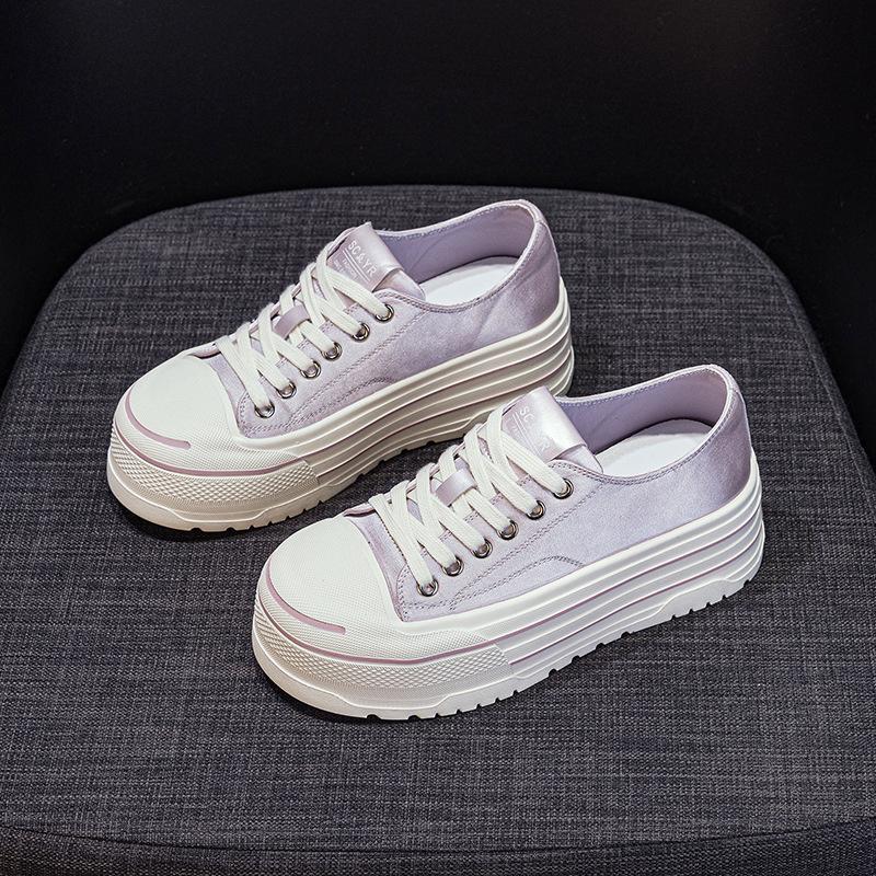 Platform white shoes women's 2025 summer new student casual fashion versatile low-top platform heightening canvas shoes women's shoes
