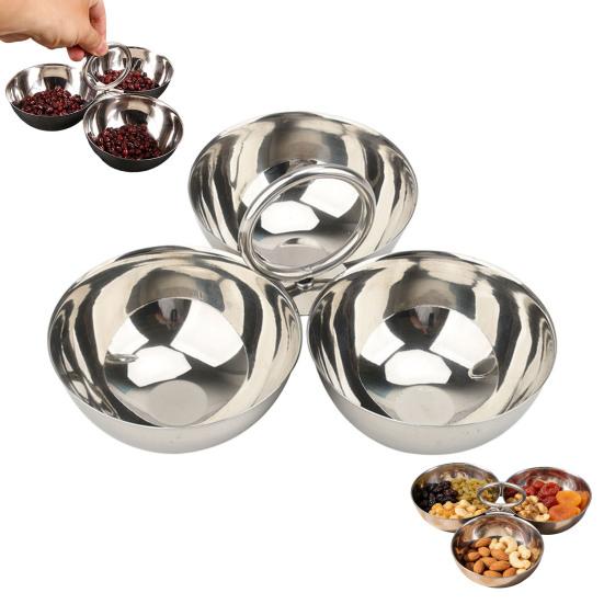 קערת חטיפים יצירתית 3 תאים פלדת אל-חלד מגש פירות לאגוזים ממתקים קינוחים מנה למנות ראשונות למסיבה עיצוב בית מודרני