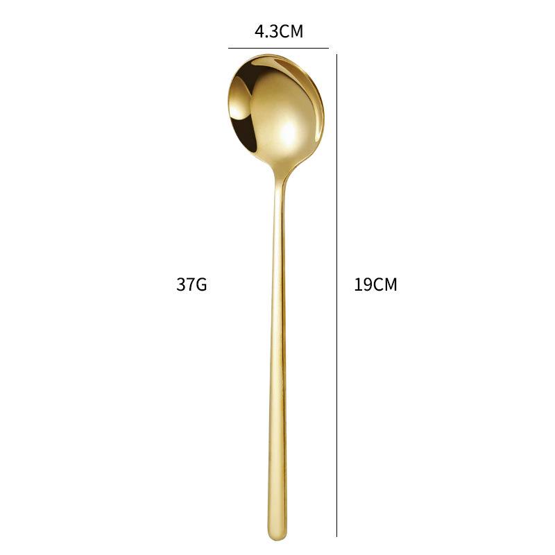 Elegant Long-Handled 304 Stainless Steel Spoon - High-Value Western Style, Ideal for Soup and More