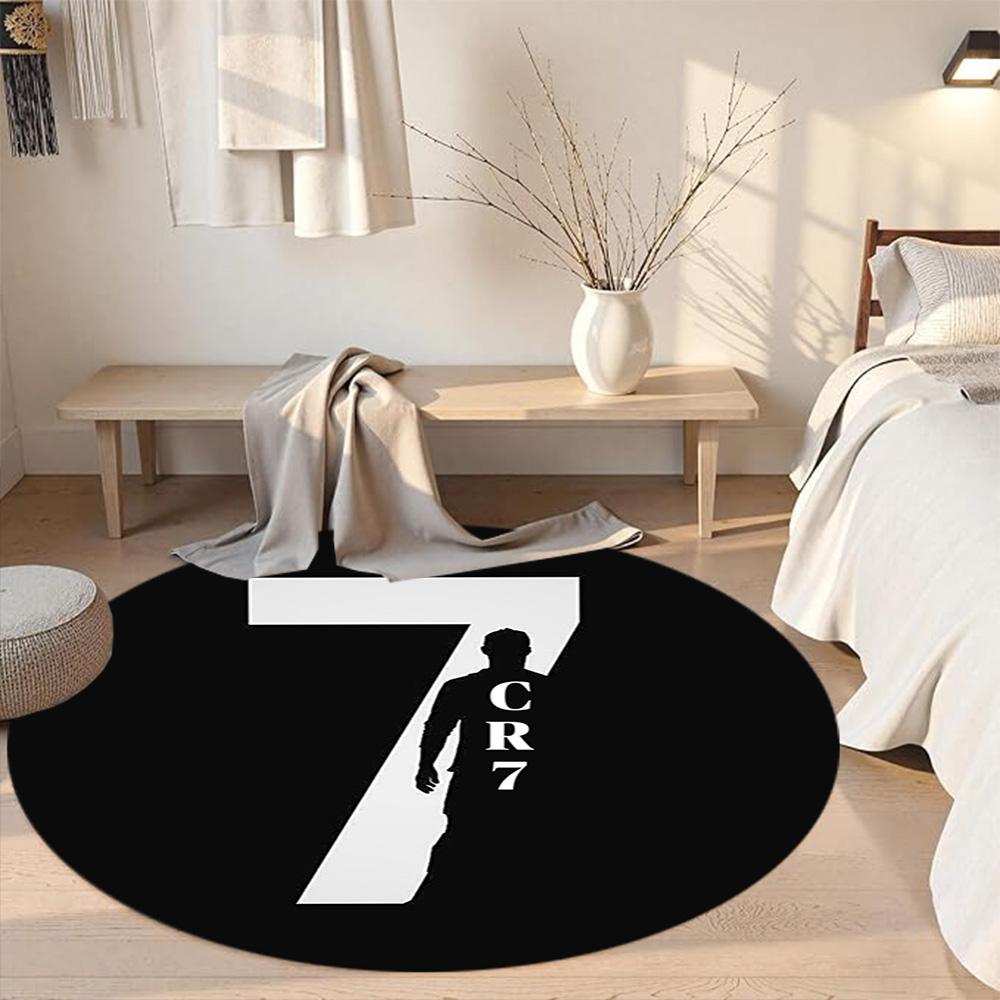 Cristiano Ronaldo Runder Teppich Perfekt für Spielzimmer Esszimmer Dekorieren Sie Zimmer Balkon Rutschfester Runder Teppich Dekorieren Sie Büros Hochzeitsfeier Geschenk
