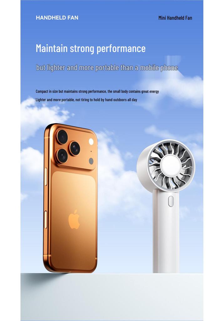 Handheld Mini Fan: Portable Silent USB Rechargeable Electric Fan for Desktop and Outdoor Use