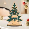 Christmas Tree Table Sign Decoration Farmhouse Rustic Jesus Nativity Wooden Ornament with Base Home Office Bookshelf Desktop Decor