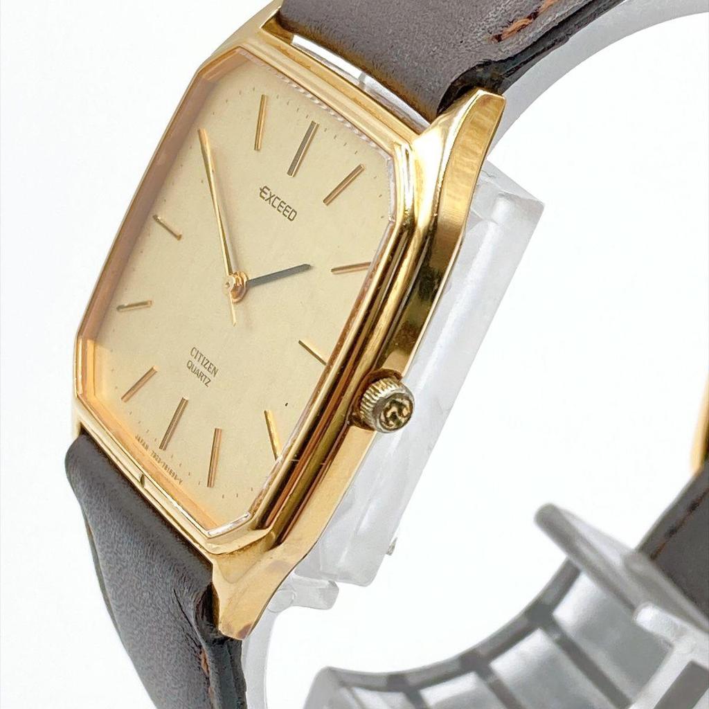 Used 627 CITIZEN EXCEED Men's Watch Quartz Square Battery Replaced