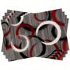 4pcs Geometric Placemats – Red, Gray & Black Abstract Design, 12x18in, Modern Art Style for Kitchen & Dining Table Decor