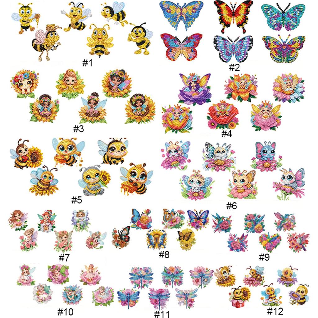 6Pcs Bee Stakes Diamond Art Kits DIY Crafts Diamond Art Garden Decor Kits Diamond Art Craft Kits for Garden Decor