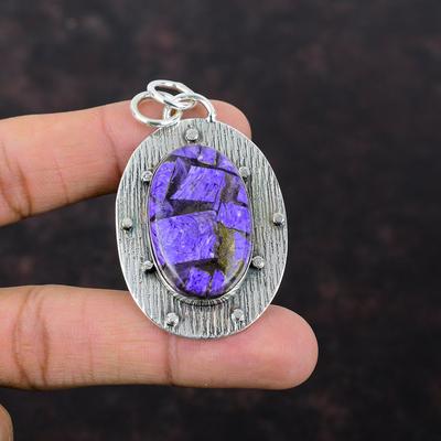 Kupfer Charoit Anhänger 925 Sterling Silber Anhänger Natur Edelstein Anhänger Silber Schmuck Handgemacht Anhänger Geschenk für Frauen Charoit Schmuck