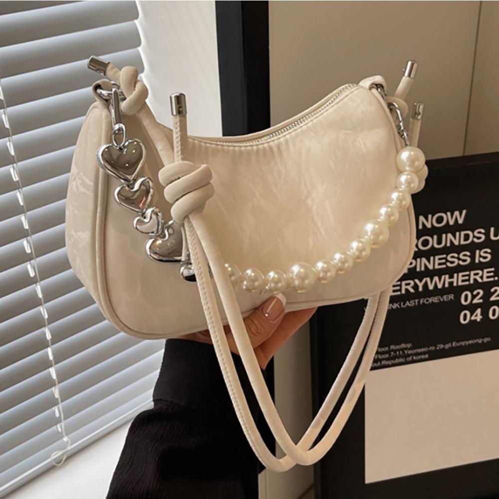 Underarm Bag Women's New Fashion Solid Color Pearl Versatile Shoulder Messenger Bag