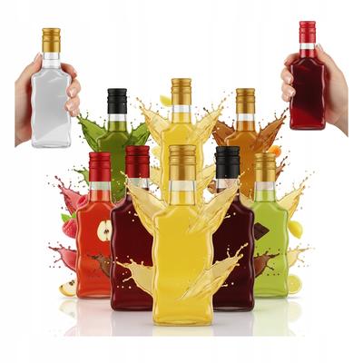 10 Pcs. FALA Glass Bottles 200 Ml for Liqueurs Wine Juice Gift + Cap