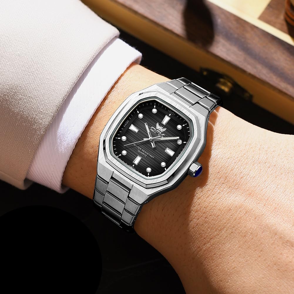 OPK Quarz Analog Wasserdicht Leuchtend Edelstahl Band Einfach Stilvoll Student Business Schwarz Herren