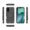 For iPhone 17 Case Kickstand with 2Pcs Screen Film WANLONFENG KJ Series PC TPU Phone Cover (Big Lens Hole)