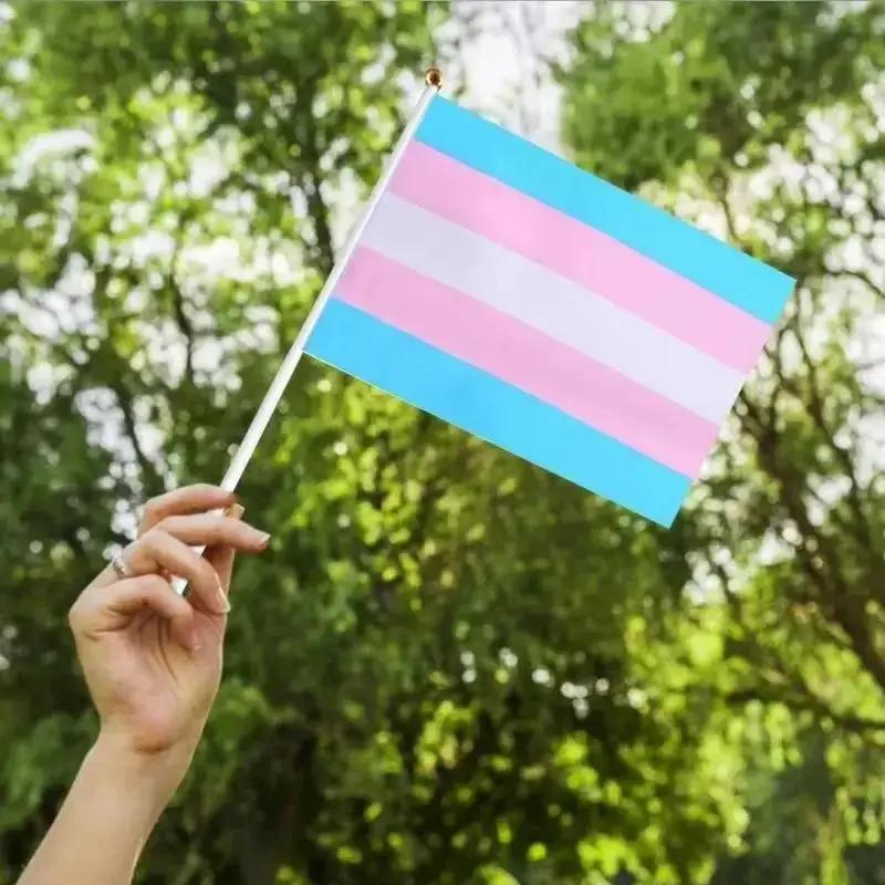 New 2025 Rainbow Hand-waving Flag Lesbian Gay Bisexual Transgender LGBT Pride Flag 14x21cm Pride Month Pretty Party Flag