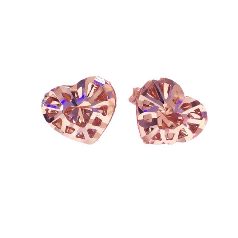Purple Gold-Plated Rose Gold Shining Love Stud Earrings Female Simple Temperament Elegant Color Gold Hollow Heart-Shaped Ear Buckle