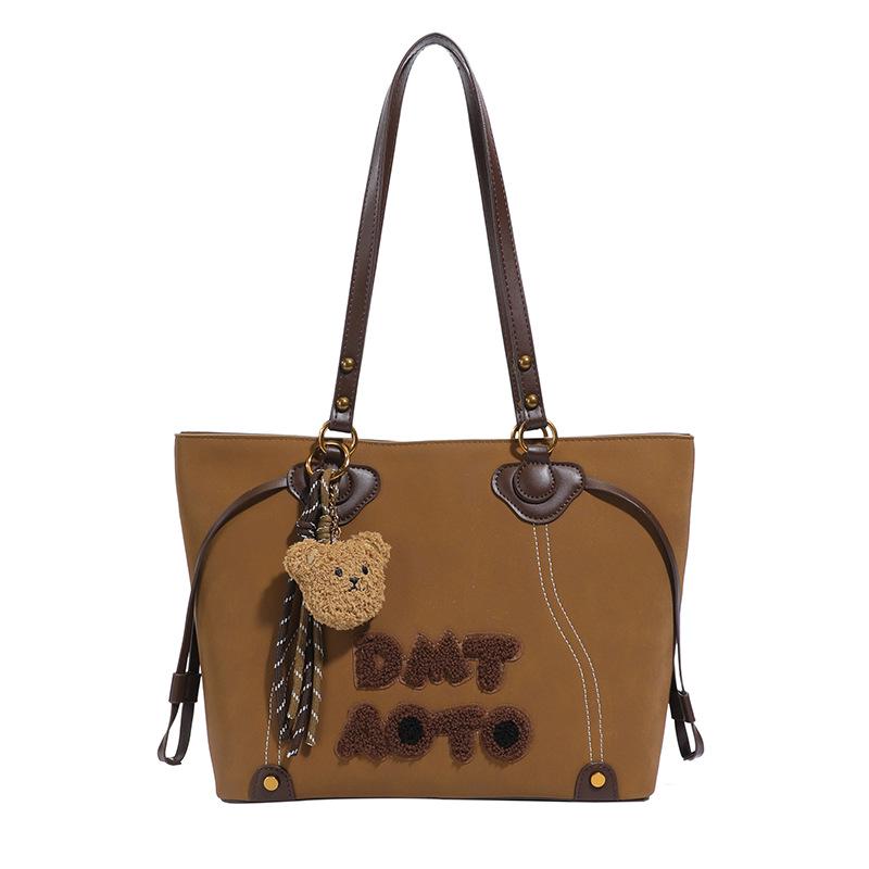 

2025 Retro Letter Women s Commuter Bag: Stylish Large Capacity Korean Tote Without Pendant коричневый