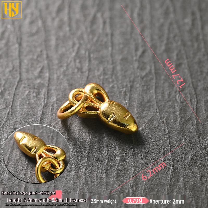 Gold-Plated Copper Fruit Charm Set: Durian, Strawberry, Pineapple, Carrot, Papaya & Pumpkin Pendants for DIY Jewelry