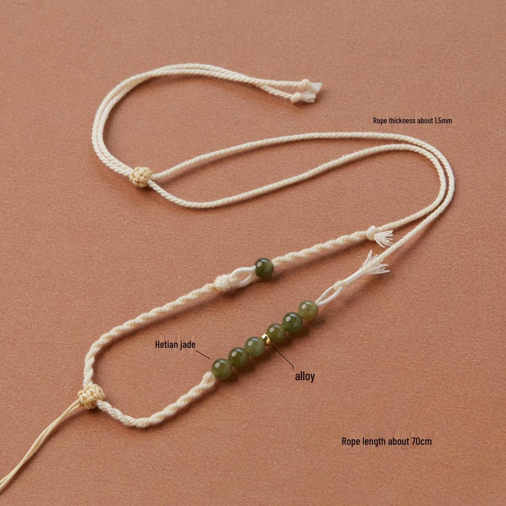 Adjustable Thin Women's Hetian Jade Clavicle Pendant Necklace