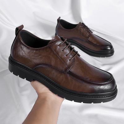 Fashion Luxury Men's Leather Shoes Comfortable Daily High-quality Style Elegant Work or Party Thick Soled Height Increasing Shoes