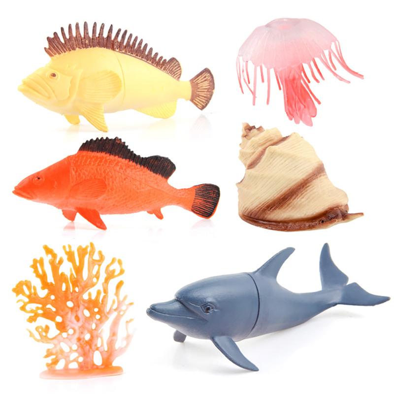12pcs/bag Simulation Seabed Ocean Animal Model Jellyfish Octopus Seal Dolphin Ornaments Model